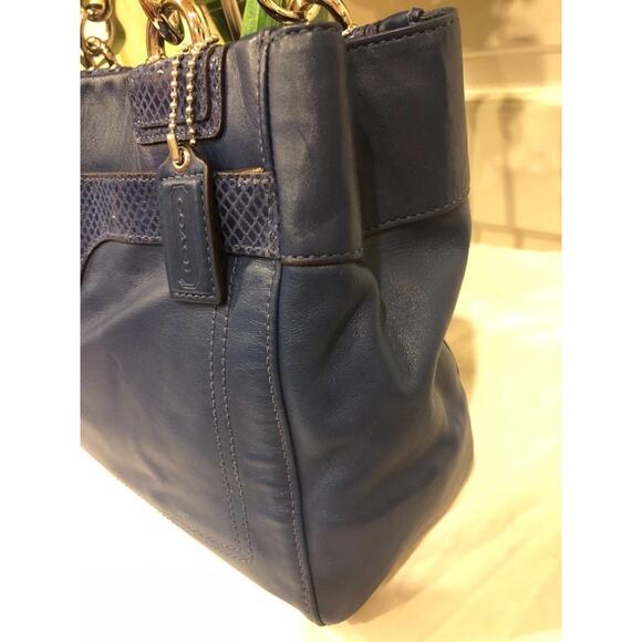 Authentic COACH Penelope Carryall Blue Leather Tote Handbag Purse 16531 (PU500 - Picture 6 of 13